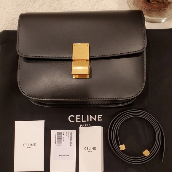 Brand New Celine Classic Box Bag Medium Black w. Gold Hardware with Tags - Picture 1 of 11